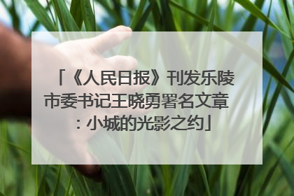 《人民日报》刊发乐陵市委书记王晓勇署名文章：小城的光影之约
