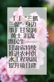 「“三抓三促”身边事」甘泉润黄土 涓流惠民生——甘肃省持续推进农村供水工程巩固提升项目建设