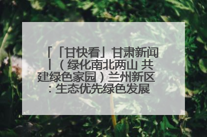 「甘快看」甘肃新闻丨（绿化南北两山 共建绿色家园）兰州新区：生态优先绿色发展 打造生态环保示范区