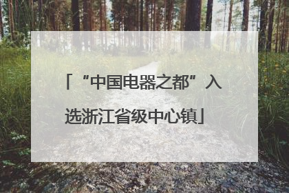 “中国电器之都”入选浙江省级中心镇