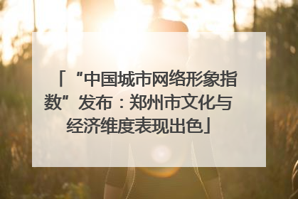 “中国城市网络形象指数”发布：郑州市文化与经济维度表现出色
