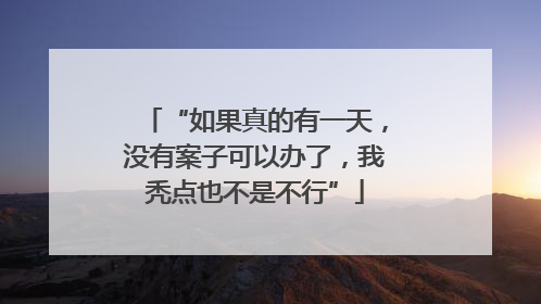 “如果真的有一天，没有案子可以办了，我秃点也不是不行”
