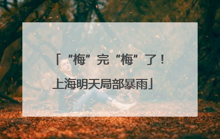 “梅”完“梅”了！上海明天局部暴雨