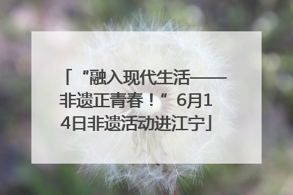 “融入现代生活——非遗正青春！”6月14日非遗活动进江宁