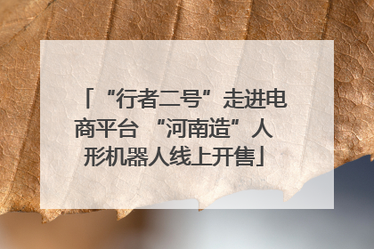 “行者二号”走进电商平台 “河南造”人形机器人线上开售