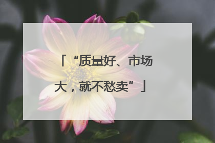 “质量好、市场大，就不愁卖”