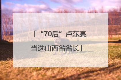 “70后”卢东亮当选山西省省长
