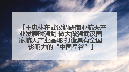 王忠林在武汉调研商业航天产业发展时强调 做大做强武汉国家航天产业基地 打造具有全国影响力的“中国星谷”