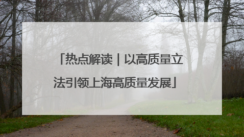 热点解读｜以高质量立法引领上海高质量发展
