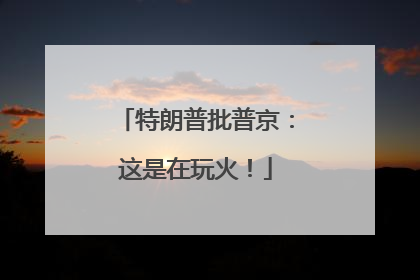 特朗普批普京：这是在玩火！