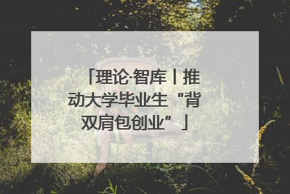 理论·智库丨推动大学毕业生“背双肩包创业”