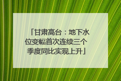 甘肃高台：地下水位变幅首次连续三个季度同比实现上升