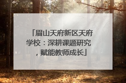 眉山天府新区天府学校：深耕课题研究，赋能教师成长