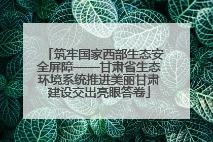 筑牢国家西部生态安全屏障——甘肃省生态环境系统推进美丽甘肃建设交出亮眼答卷