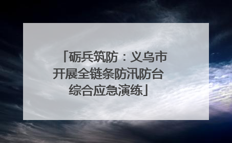 砺兵筑防：义乌市开展全链条防汛防台综合应急演练