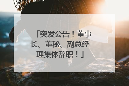 突发公告！董事长、董秘、副总经理集体辞职！
