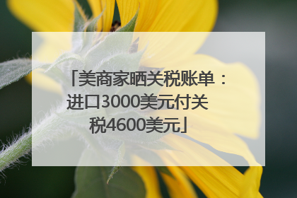 美商家晒关税账单：进口3000美元付关税4600美元