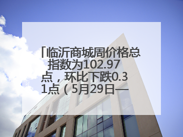 临沂商城周价格总指数为102.97点，环比下跌0.31点（5月29日—6月4日）