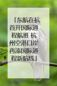 东航在杭首开国际通程航班 杭州空港口岸再添国际通程新航线
