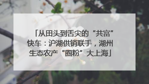 从田头到舌尖的“共富”快车：沪湖供销联手，湖州生态农产“圈粉”大上海