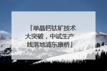 单晶钙钛矿技术大突破，中试生产线落地浦东康桥