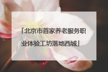 北京市首家养老服务职业体验工坊落地西城