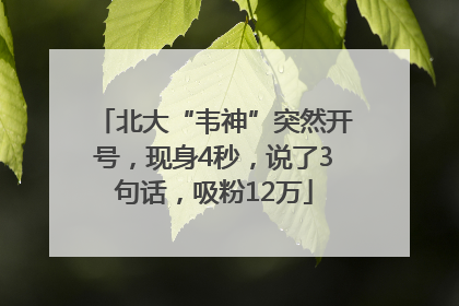 北大“韦神”突然开号，现身4秒，说了3句话，吸粉12万