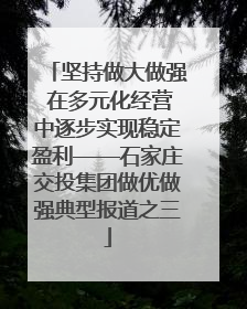 坚持做大做强 在多元化经营中逐步实现稳定盈利——石家庄交投集团做优做强典型报道之三