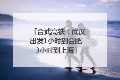 合武高铁：武汉出发1小时到合肥3小时到上海