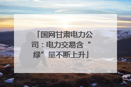 国网甘肃电力公司：电力交易含“绿”量不断上升