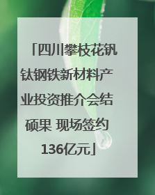 四川攀枝花钒钛钢铁新材料产业投资推介会结硕果 现场签约136亿元