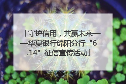 守护信用，共赢未来——华夏银行绵阳分行“6.14”征信宣传活动
