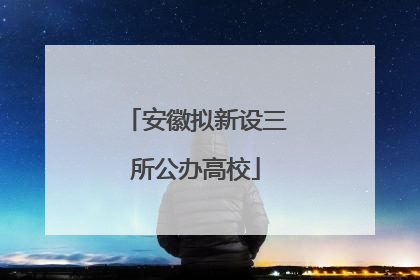 安徽拟新设三所公办高校