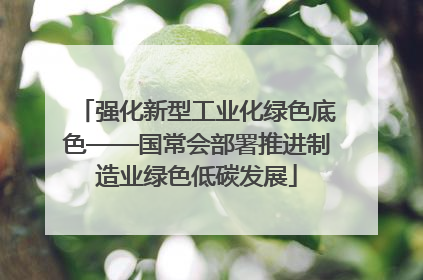 强化新型工业化绿色底色——国常会部署推进制造业绿色低碳发展
