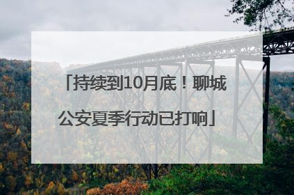 持续到10月底！聊城公安夏季行动已打响