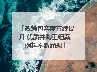 政策包容度持续提升 优质并购重组案例料不断涌现