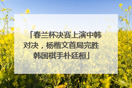 春兰杯决赛上演中韩对决，杨楷文首局完胜韩国棋手朴廷桓