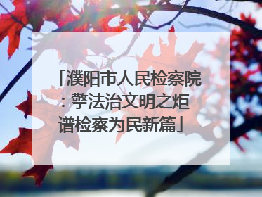 濮阳市人民检察院：擎法治文明之炬 谱检察为民新篇