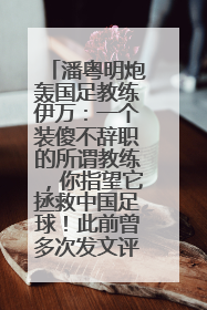 潘粤明炮轰国足教练伊万：一个装傻不辞职的所谓教练，你指望它拯救中国足球！此前曾多次发文评价国足