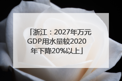 浙江：2027年万元GDP用水量较2020年下降20%以上
