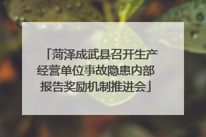 菏泽成武县召开生产经营单位事故隐患内部报告奖励机制推进会