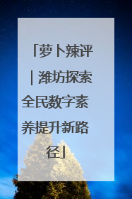 萝卜辣评｜潍坊探索全民数字素养提升新路径