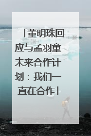 董明珠回应与孟羽童未来合作计划：我们一直在合作