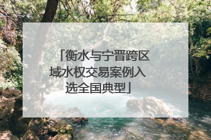 衡水与宁晋跨区域水权交易案例入选全国典型
