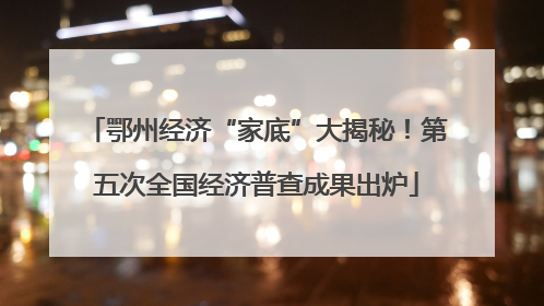 鄂州经济“家底”大揭秘！第五次全国经济普查成果出炉
