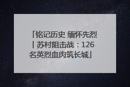 铭记历史 缅怀先烈丨苏村阻击战：126名英烈血肉筑长城
