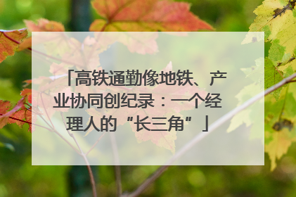 高铁通勤像地铁、产业协同创纪录：一个经理人的“长三角”